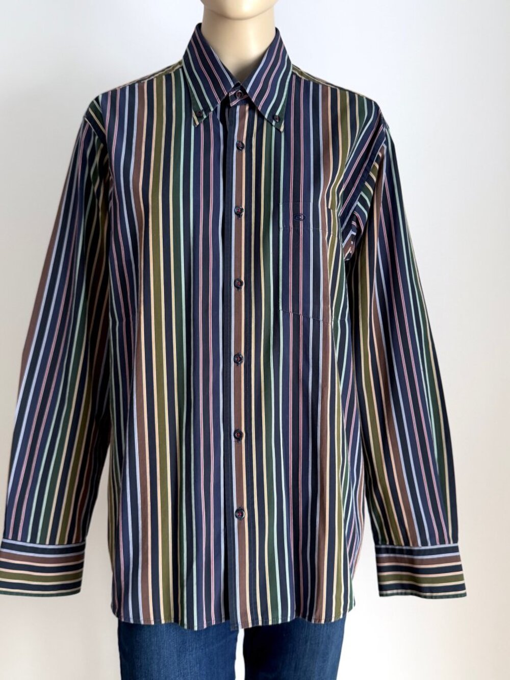 CLAUDIO CAMPIONE YACHTING Turkey Mens Multi Striped Dress Shirt M